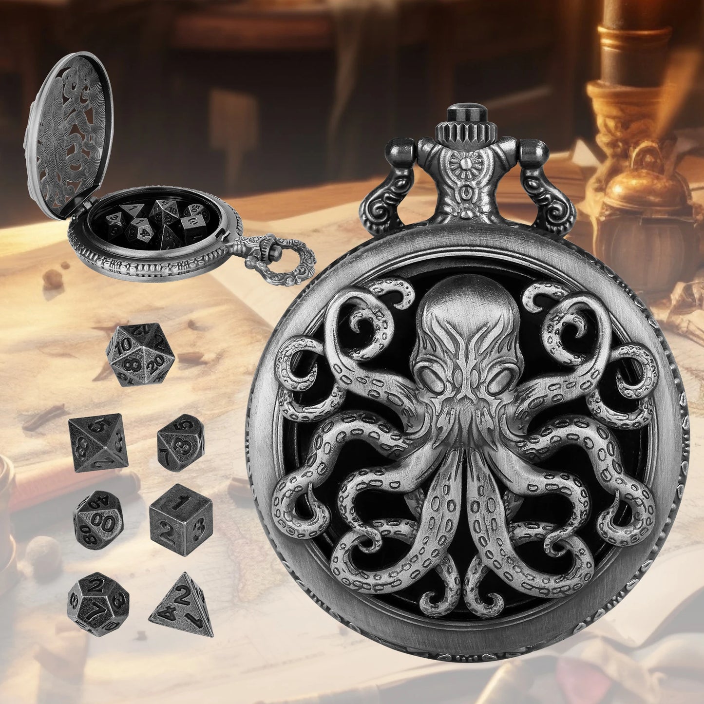 Kraken’s Hoard Pocket Watch Dice Set