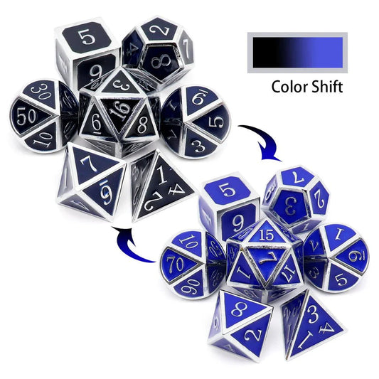 Heat Sensitive Dice Set - Silver Black Blue Shift-0