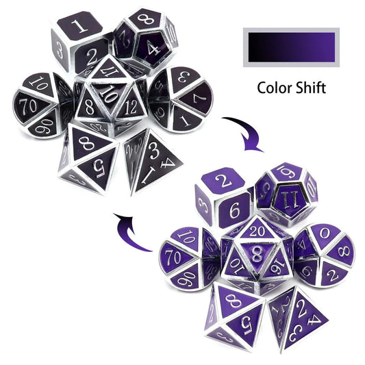 Heat Sensitive Dice Set - Silver Black Purple Shift-0