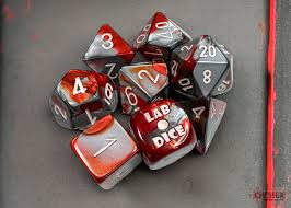 Lab Dice Gemini Polyhedral Red-Steel/white 7-Die Set (with bonus die)-0