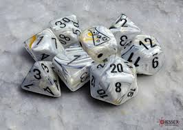 Lab Dice Marble Polyhedral Calcite /blue 7-Die Set (with bonus die)-0