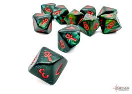Scarab Jade/Red Ankh D10 (10 Dice Set)-0
